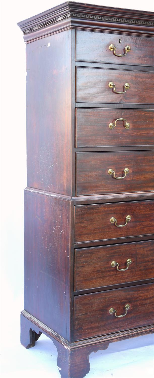 19th century mahogany secretaire chest, with two short over three long graduated drawers above - Image 2 of 2