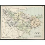 Late 19th century map of the County of Kent circa 1880 by George Philip & Son London & Liverpool,