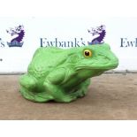 Green glazed garden ornament in the form of a frog, H29 x L60cm
