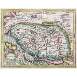 17th century map of China by G. Mercator - J. Hondius, 14.5 x 18.5 cms hand-coloured and with a