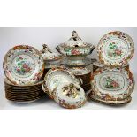 19th century Ashworth's Real Ironstone China part dinner service with a chinoiserie floral