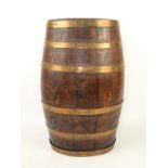 Brass bound oak oval shaped barrel, h62cm,