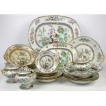 19th century Ironstone Indian Tree pattern dinner wares, including: 1 very large platter,