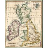 Early 19th century, map of the British Isles with Shetland Inset panel, 21 x 15 cms,