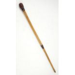19th century malacca and leather mounted spear stick, 90cm long,