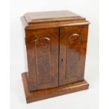 Late 19th century burr walnut cigar chest, with panelled doors enclosing four drawers,