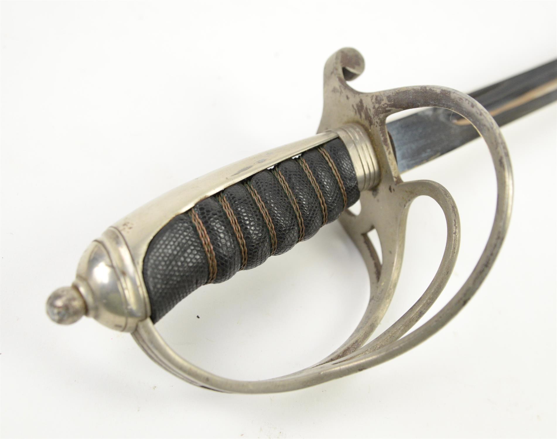 20th century officer's sword with snakeskin and metal bound grip, plain steel pommel and scabbard, - Image 2 of 3