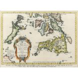 18th century map, Carte des Isles Philippines –St Bellin engineer de la marine, 1752, 22 x 59 cms,