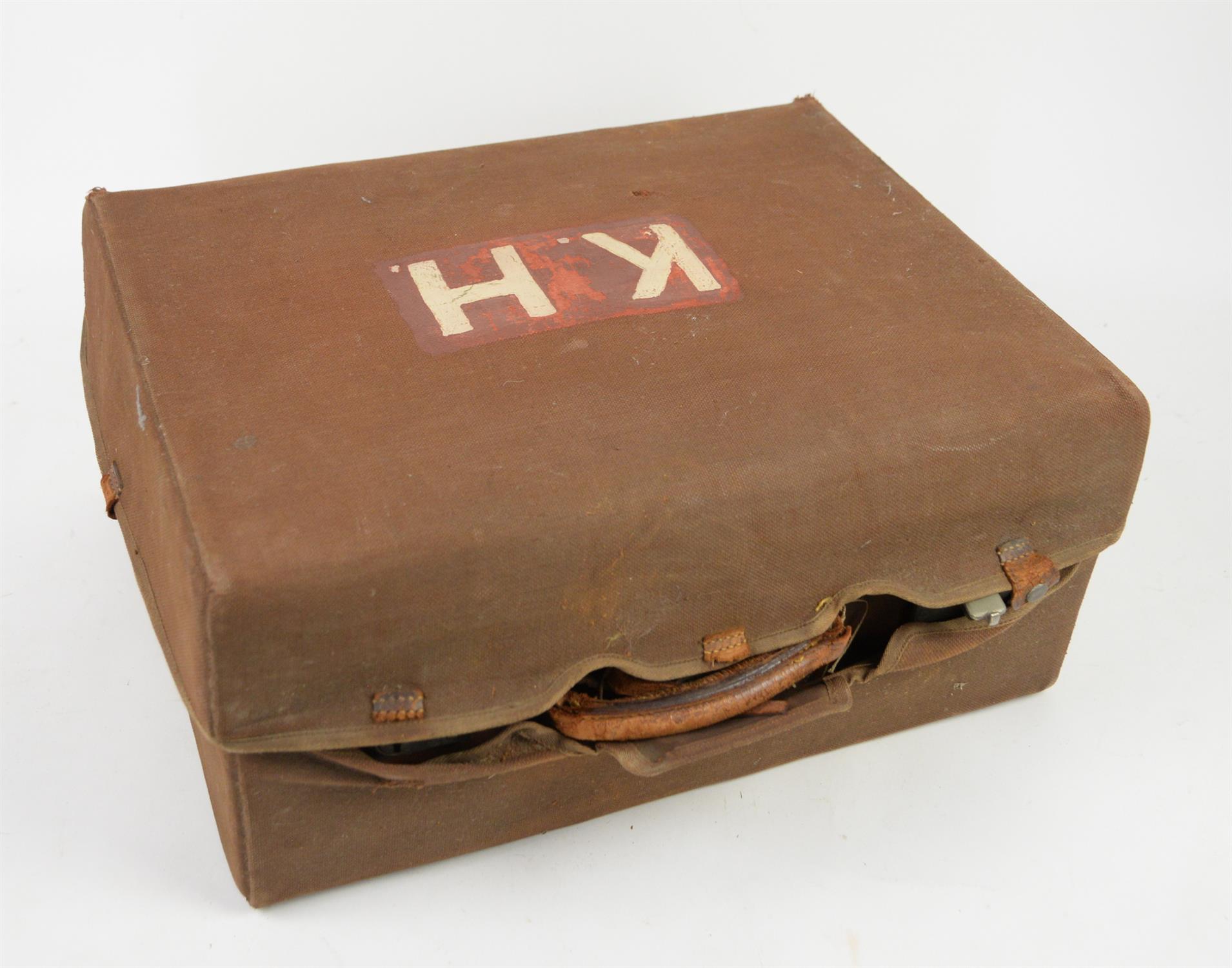 Early 20th century brown leather luggage vanity case with monogram E.H., marked for John Pound, - Image 3 of 3