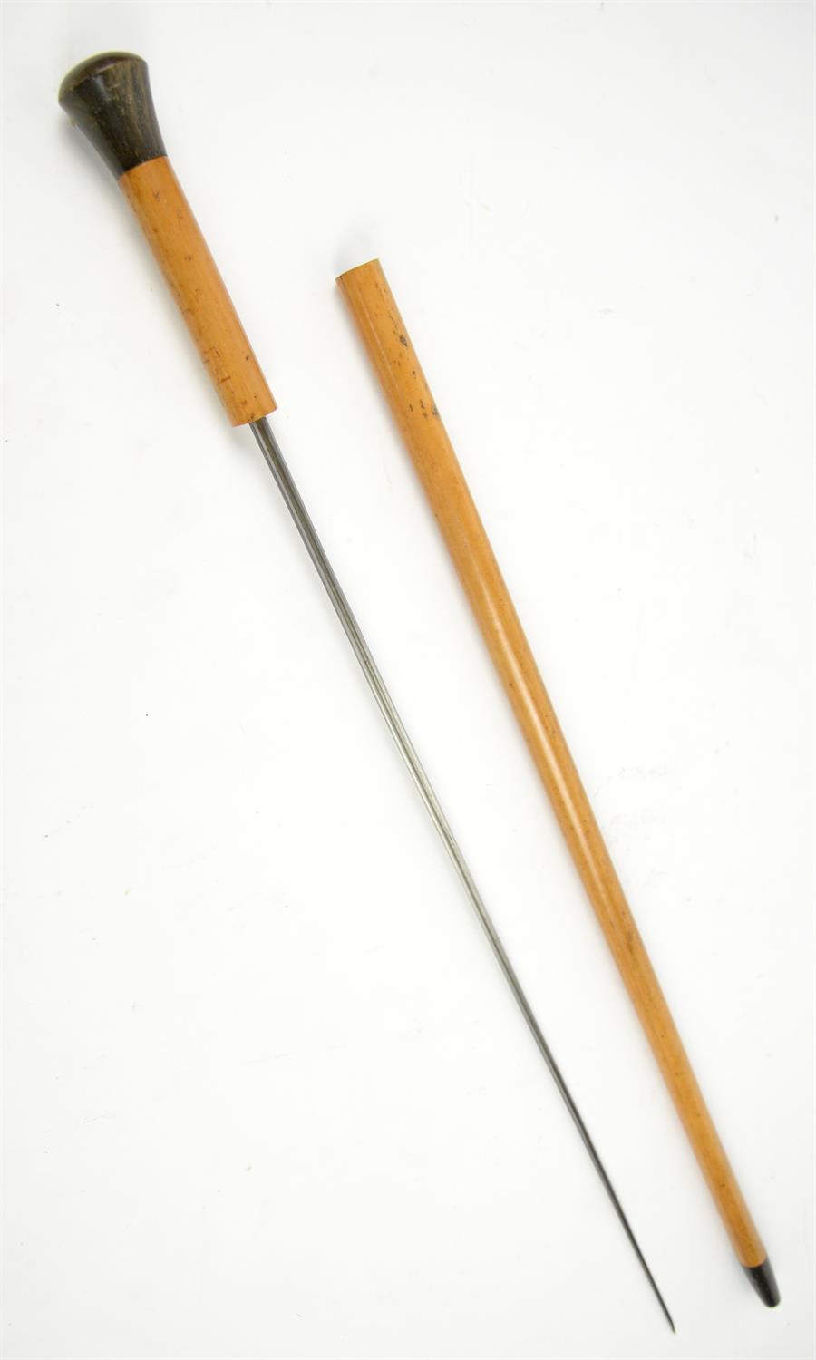 Late 19th/early 20th century malacca and horn-handled sword stick, 90cm long, - Image 2 of 2