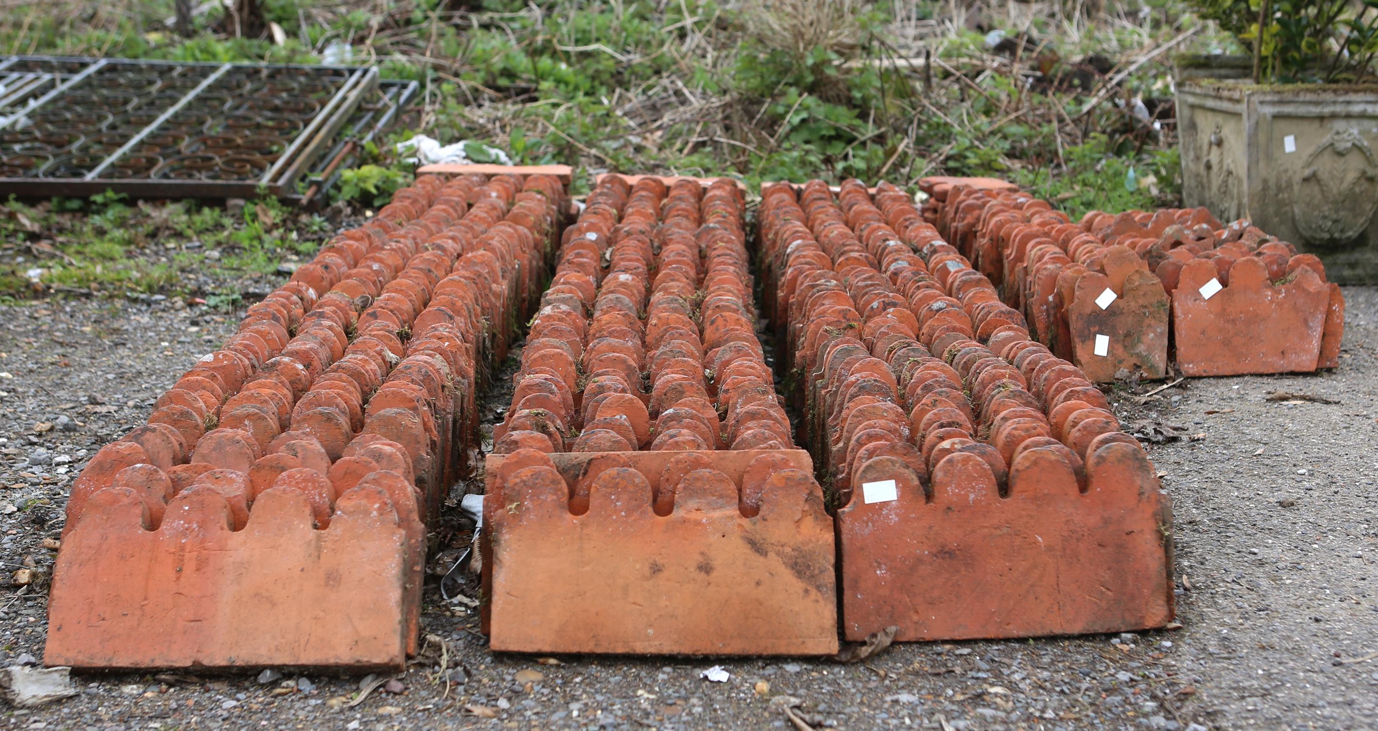 Garden border terracotta edging tiles, comprising 230 full length tiles, 25 three-quarter length - Image 2 of 3