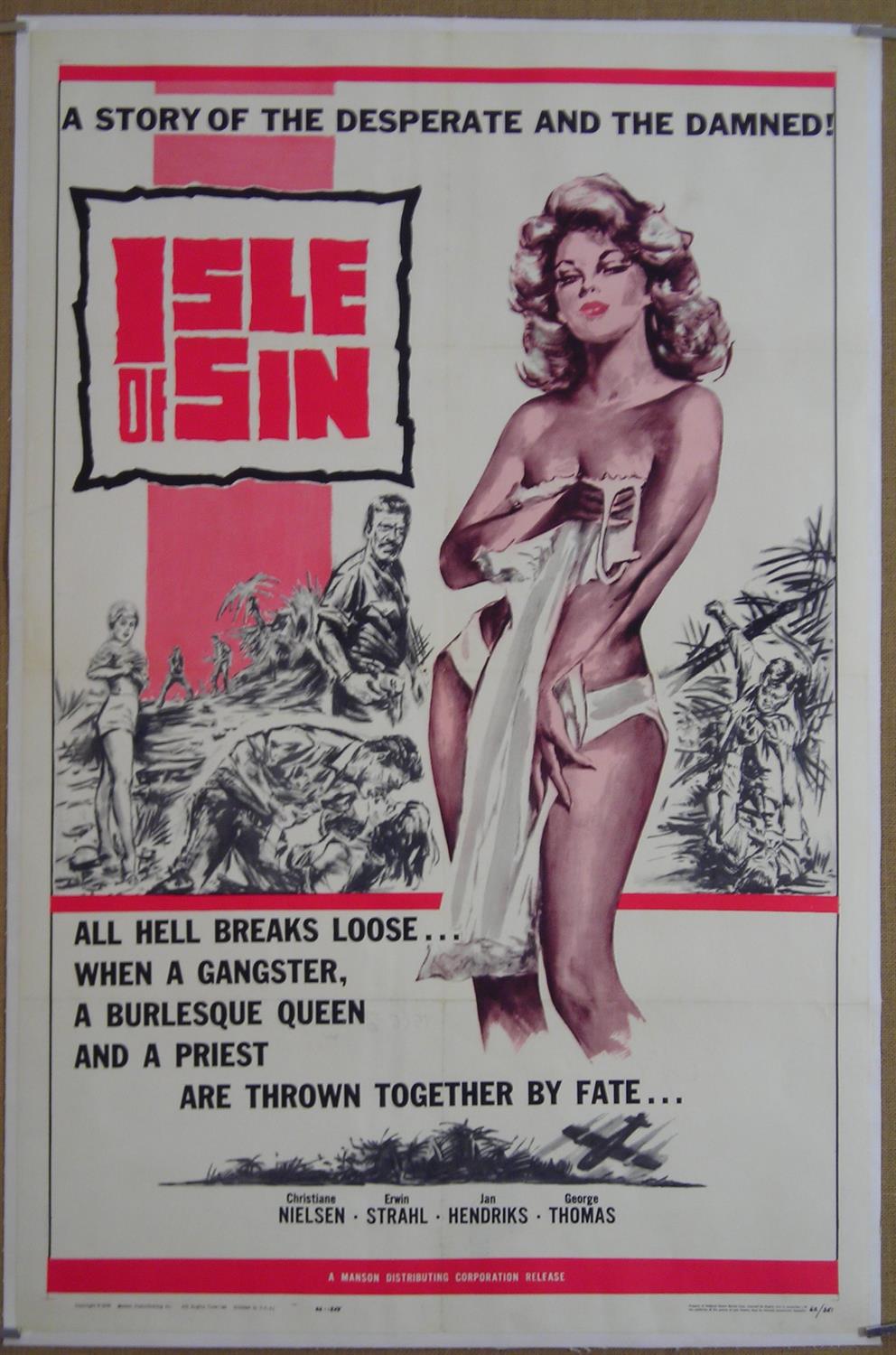 Isle of Sin (1963) US One sheet film poster, starring Christiane Nielsen, linen backed,