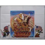 Blazing Saddles (1974) British Quad film poster, directed by Mel Brooks and starring Cleavon Little,