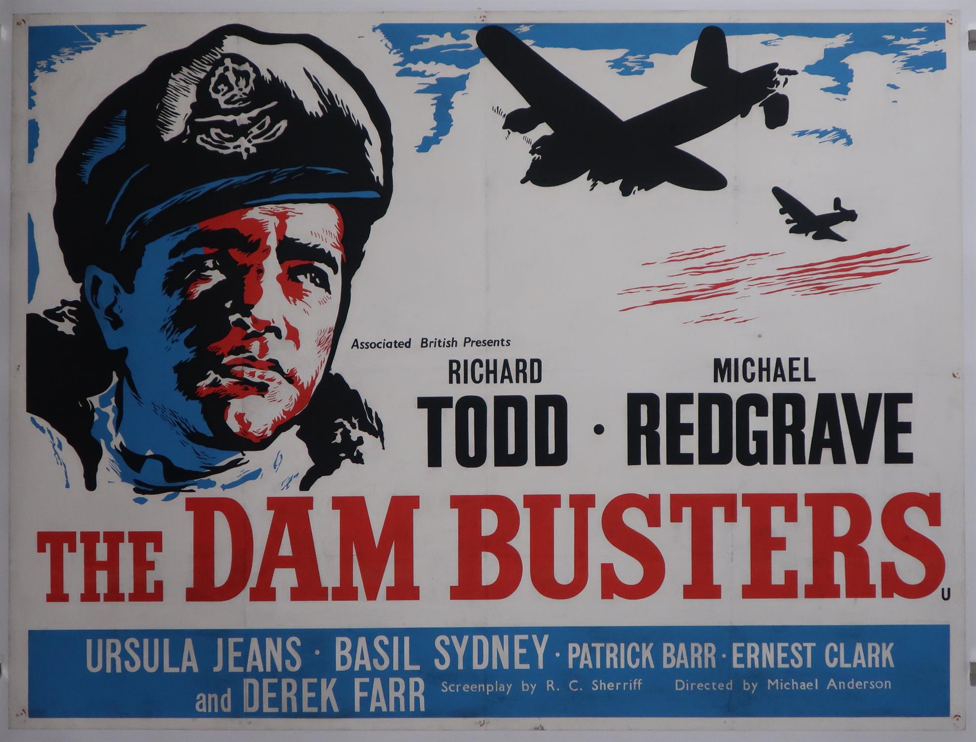 The Dam Busters (R-1960's) British quad film poster, starring Richard Todd and Michael Redgrave,