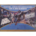 Star Wars / Empire Strikes Back (1980) British Quad double bill film poster, folded, 30 x 40 inches.