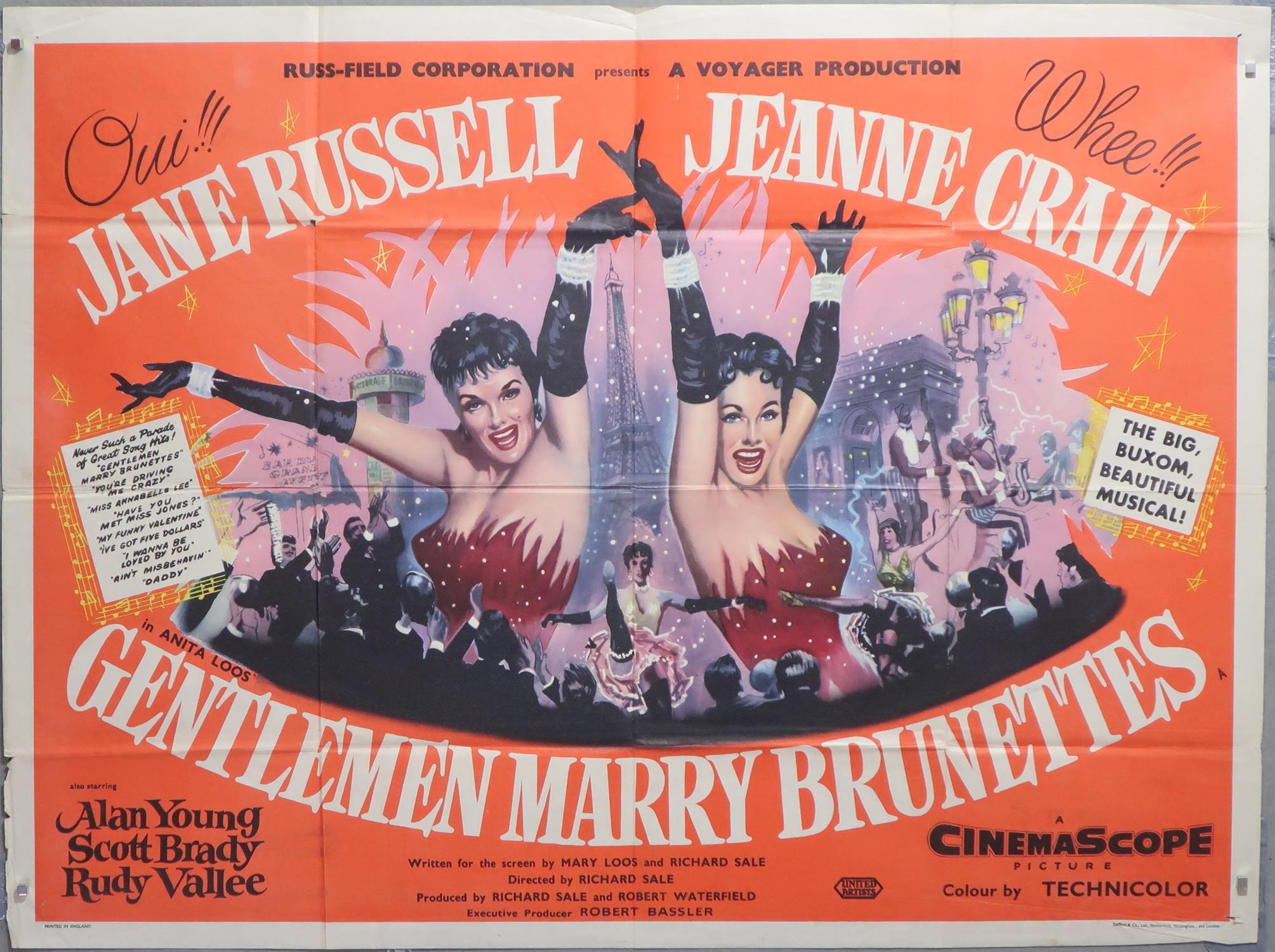 Gentlemen Marry Brunettes (1955) British quad film poster, directed by Richard Sale and starring