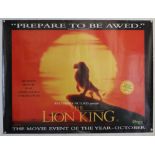 Walt Disney's The Lion King (1994) Advance British Quad film poster, rolled, 30 x 40 inches.