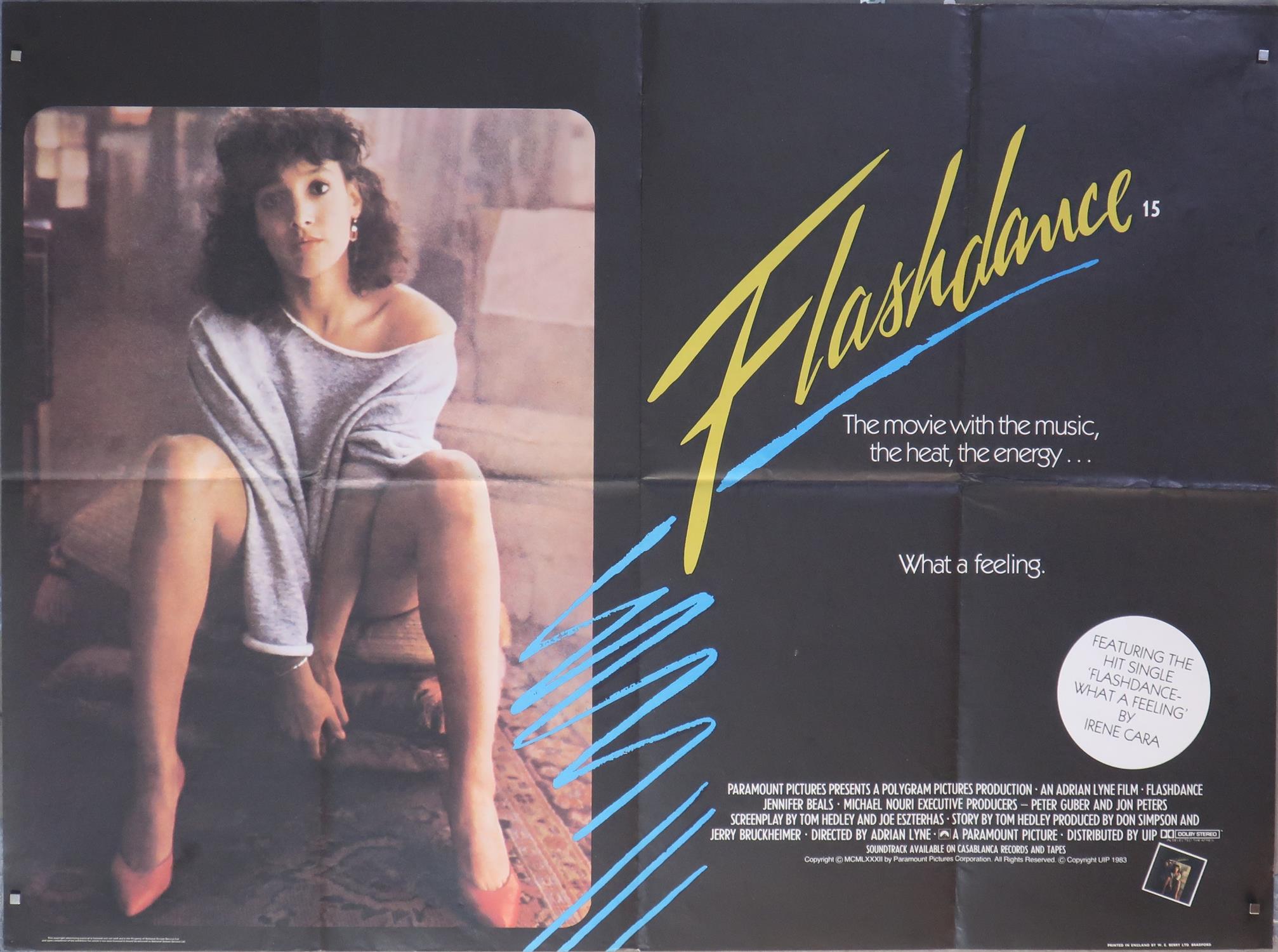 Flashdance (1983) British Quad film poster, directed by Adrian Lyne and starring Jennifer Beals,