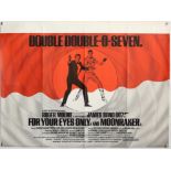 James Bond For Your Eyes Only / Moonraker (1980's) British Quad Double Bill film poster,