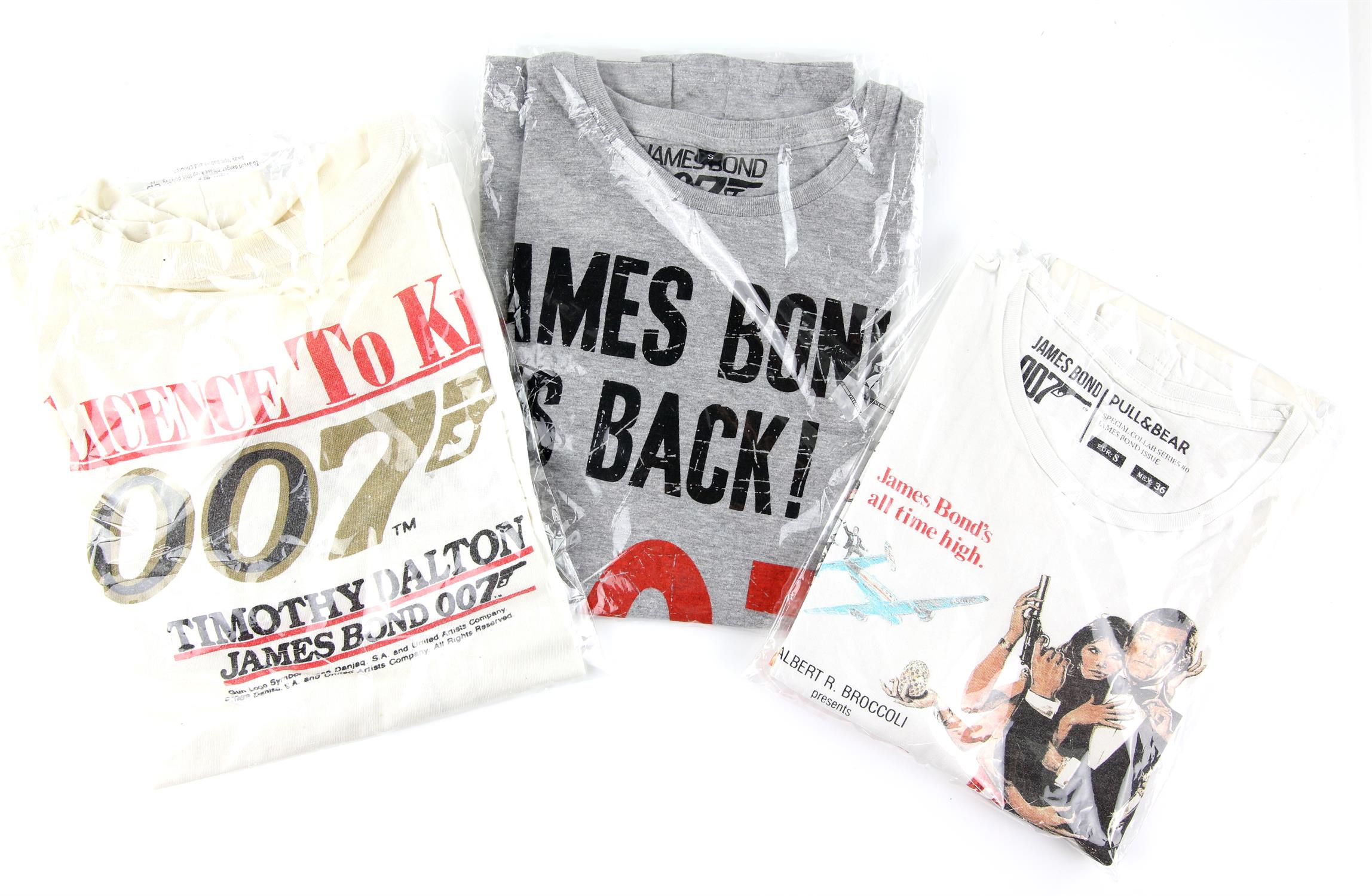 James Bond - three vintage T-shirts including Octopussy, size S, James Bond is Back, size S,