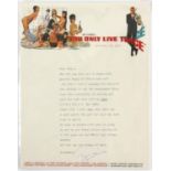 James Bond You Only Live Twice (1967) A letter from Charles Russhon on studio headed paper,