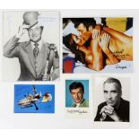 James Bond - Four signed photos / cards including Christopher Lee, Michael Billington,