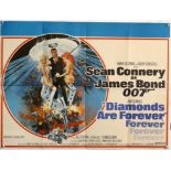 James Bond Diamonds Are Forever (1971) British Quad film poster, starring Sean Connery,