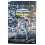 James Bond Moonraker (1979) Six Sheet film poster, showing Roger Moore, folded, 80 x 120 inches.