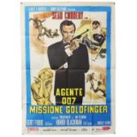 James Bond Goldfinger (R-1980's) Italian One Panel film poster, starring Sean Connery, folded,