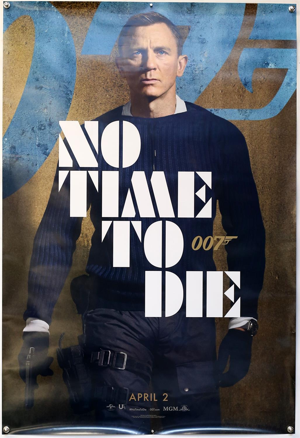 James Bond No Time To Die (2021) Main April 2 teaser One Sheet film poster, showing an image of