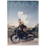 James Bond No Time To Die (2020) Large IMAX film poster showing Daniel Craig on a Triumph Motorbike,