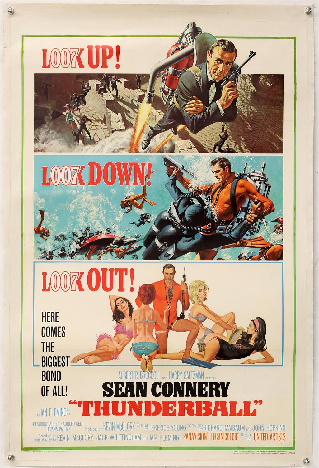 James Bond Thunderball (1965) US One sheet film poster, starring Sean Connery, artwork by Frank