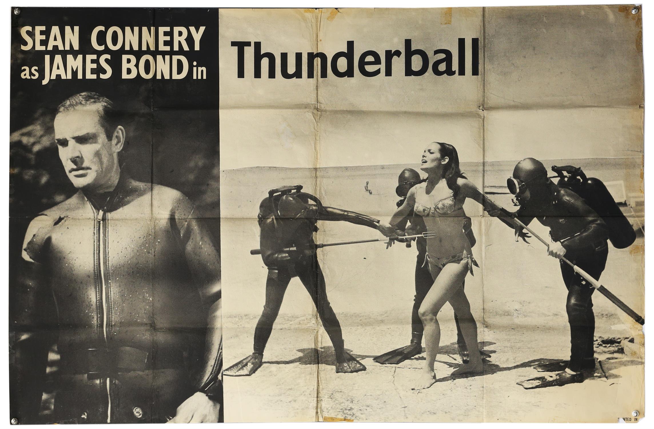 James Bond Thunderball (1965) Large black and white film UK poster showing Sean Connery as James