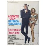 James Bond Dr. No (R-1970's) Italian One Panel film poster starring Sean Connery, folded,