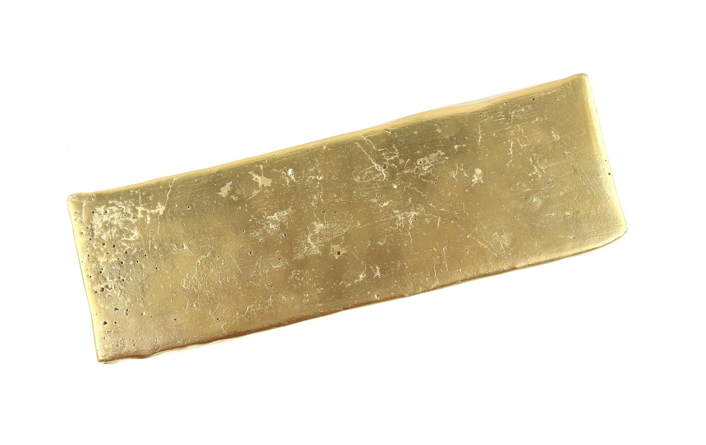 James Bond Goldfinger - Replica gold bar, gold-painted plaster, a prop gold bar of this design is - Image 2 of 2