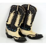 Cowboy boots by Ralph Lauren in black cream and turquoise leather. American size 8B