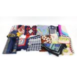 Collection of 70s and later scarves mainly in silk, in typical geometric and floral designs and