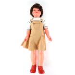 Girls display model Mannequin wearing a Dungaree dress and teashirt and moulded plastic shoes 86cm