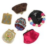 A collection of purses from lathe 19th century to 1950’s in a variety of finishes,