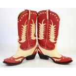 Ralph Lauren Cowboy boots in red, cream and green leather, American size 8B.