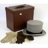 Grey felt Top Hat R W Forsyth limited Edinburgh and Glasgow hatters size 6 7/8 in original box and