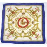 Iconic Hermes vintage silk Scarf "Deo Juvante" (with God's help) Monaco design on white background