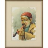 Arthur H Studio Decor, Tehran, 1958, two watercolour portraits, signed and another unsigned,