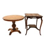 Mahogany occasional table with undertier and cabriole legs, H73 x W59 x D59cm, together with a