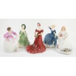 Collection of four Royal Doulton figurines, to include Joanne HN 3422, H20.5cm; Ashley HN 3420,