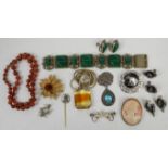 Three jewellery boxes of costume jewellery, watches and silver jewellery, including a Siam silver