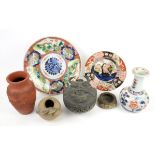 Selection of Oriental and other ceramics and metalware, to include a Japanese Imari charger,