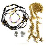Large collection of costume jewellery, including two cachet London pendants, quartz bead bracelet,