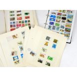 Six Stamp Albums, World stamps with Great Britain, some decimal mint, few First Day Covers.