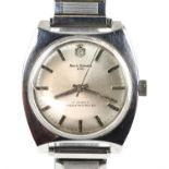 Henri Sandoz and fils, A gentlemans stainless steel wristwatch with signed silvered dial ,